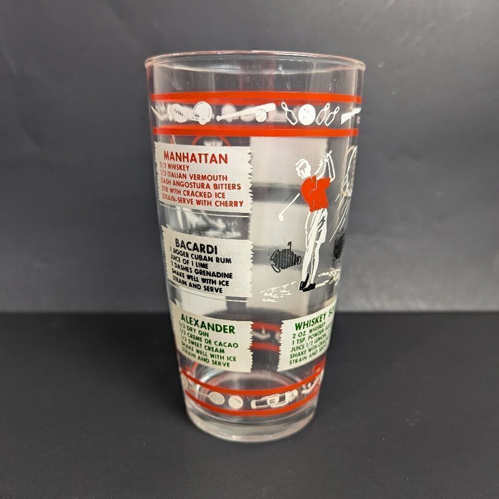 Vintage Cocktail Shaker Anchor hocking recipe cup 1950s no top